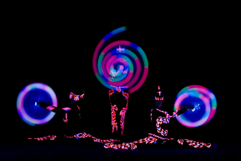 acrobats and dancers - UV LED Light Show - Anta Agni Black Light