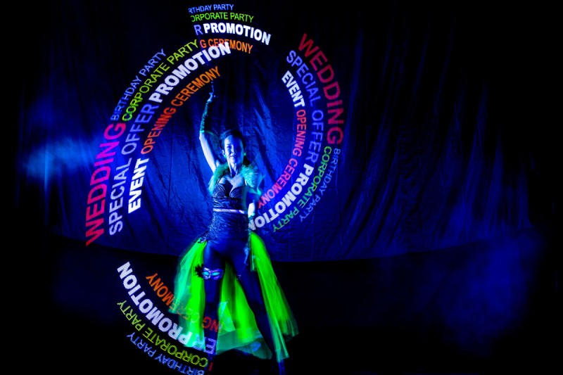 Youtube logo and picture - Visual Pixel Poi spinning - Anta Agni UV light and Fire Show dancers