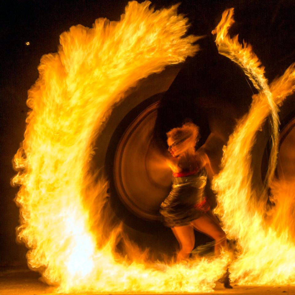 Anta Agni Girl in Flames during  Fire Show Lycopodium Effect