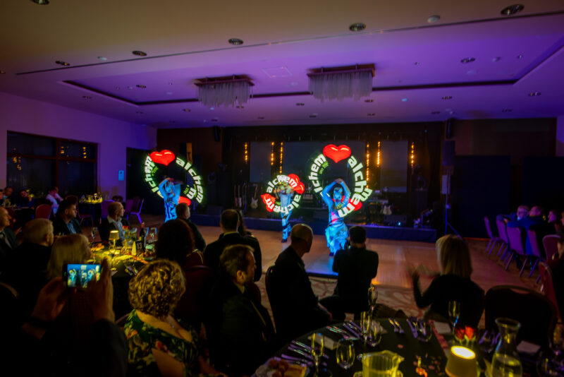 Youtube logo and picture - Visual Pixel Poi spinning - Anta Agni UV light and Fire Show dancers